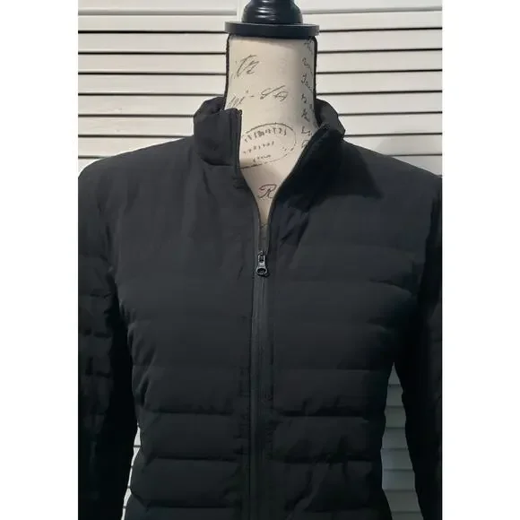 Ecru 100% Duck Down Padded Jacket Women's Medium Black Full Zip Lightweight - Picture 2 of 8